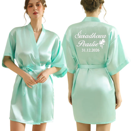 Testo personalizzato Logo accappatoio da sposa abito da sposa sposa damigella d'onore abiti da sposa donna addio al nubilato addio al nubilato