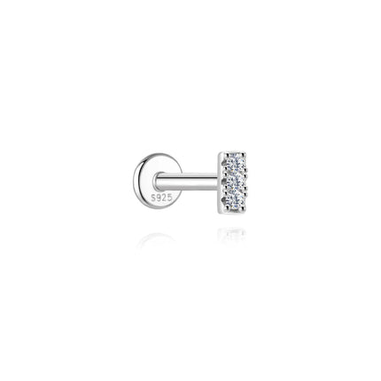 AIDE 1PC Sparkling Moissanite Piercing Stud Earrings 925 Sterling Silver Shining Circle Earring For Women Ear Bone Earring Jewel PlatiNum