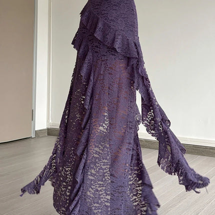 Nibber Nappe Gonne da donna Orlo irregolare Increspature multistrato Patchwork di pizzo Dolce tendenza estiva Pantaloni skinny versatili quotidiani