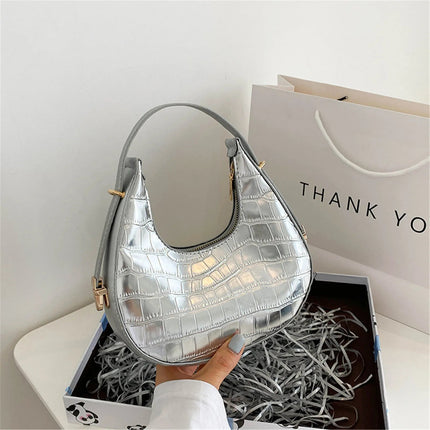 Fashion Stone Pattern Shoulder Bag Women'S Small Handle Underarm Bag Clutch Luxury Women'S Handbag Tote Bag Mini Dumpling Bag PlatiNum