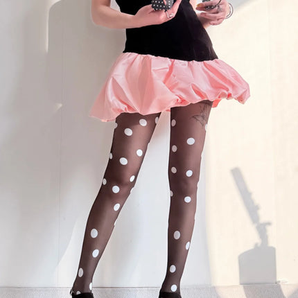 Colorful Large Polka Dot Silk Stockings, Sexy Polka Dot Print, Ultra-Thin, Women's Tights, JK Skirt Accessories