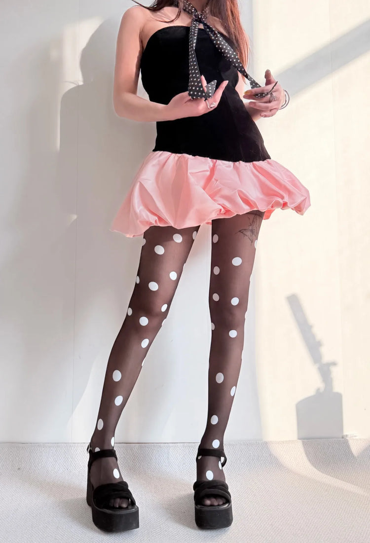 Calze in Seta a Pois Grandi Colorate, Sexy Stampa a Pois, Ultra Sottili, Collant da Donna, Accessori per Gonna JK