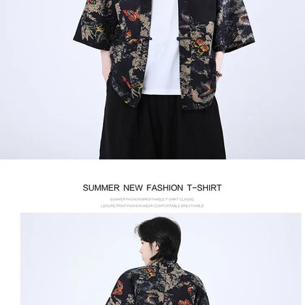Camicie Uomo Yukata Cosplay Kimono Giapponese Retrò, Camicie Etniche Stampate da Uomo, Camicie in Lino Moda Donna, Blusa Oversize Haori