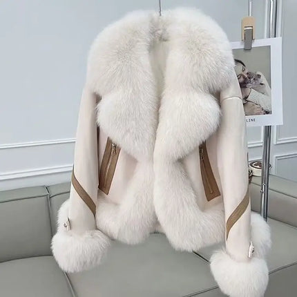 2025 new imitation fox fur coat women autumn winter fashion short Add cotton thick Warm suede overcoat Female slim Outwear T792
