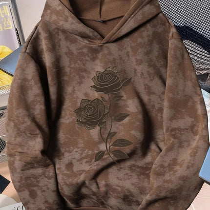 Unisex Vintage-Style Distressed Sweatshirt with Rose Print