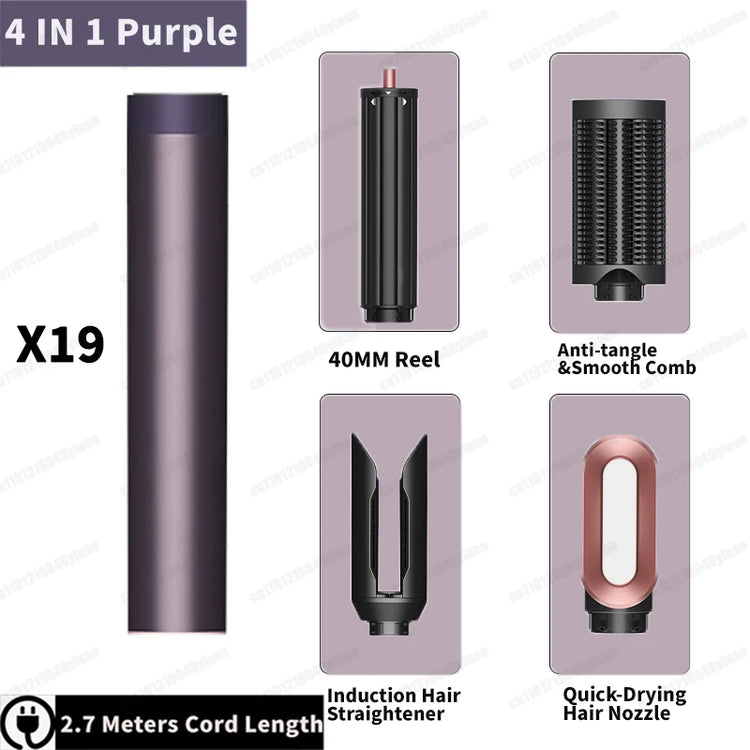 Hot Air Dryer Brush Multil Hair Styler Hair Dryer 30/40mm Auto Curling Barrels and Hair Strightenting Nozzle Hot Air Brush Wrap