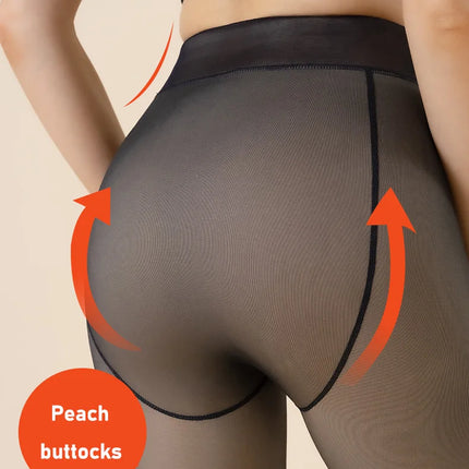 Women's Thermal Tights Fleece Lined Warm Winter High Waist Sexy Translucent Black Tights Thermal Legging Tights for Women