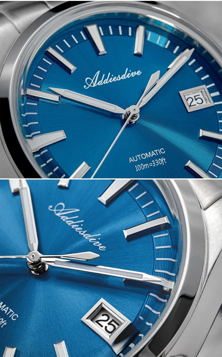 ADDIESDIVE Luxury Classic Automatic Watch Waterproof AR Coated Calendar Display Mechanical Watches Luminous AD2077 Reloj Hombre