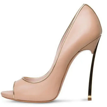 Nuove donne di estate pompe superficiale peep-toe tacchi alti scarpe da donna donna metallo stiletto punta a punta scarpe da donna Zapatos De Mujer platinumshop