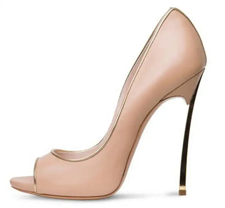 Nuove donne di estate pompe superficiale peep-toe tacchi alti scarpe da donna donna metallo stiletto punta a punta scarpe da donna Zapatos De Mujer platinumshop