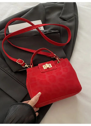 Elegante Mini Borsa a Tracolla con Manico Superiore, Chiusura Dorata, Versatile Borsa in Finta Pelle Scamosciata e Pelle per Uso Quotidiano Femminile