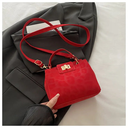 Elegante Mini Borsa a Tracolla con Manico Superiore, Chiusura Dorata, Versatile Borsa in Finta Pelle Scamosciata e Pelle per Uso Quotidiano Femminile