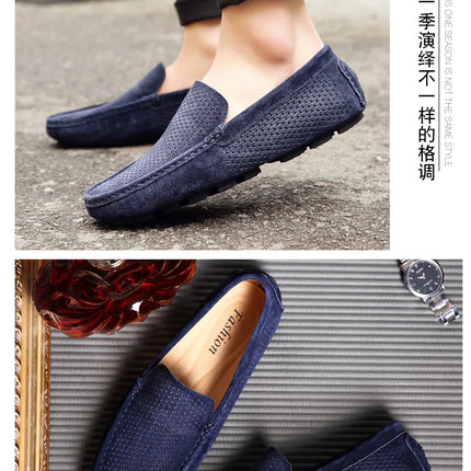 Mocassini da Uomo in Pelle Scamosciata Traspiranti Estivi, Scarpe da Guida di Lusso, Nuove Calzature Casual da Uomo