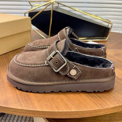 Tasman Winter Warm Wool Women's Tazz Classic Ultra Mini Platform Slippers Two-Way Wear Genuine Leather And Fur Snow Boots