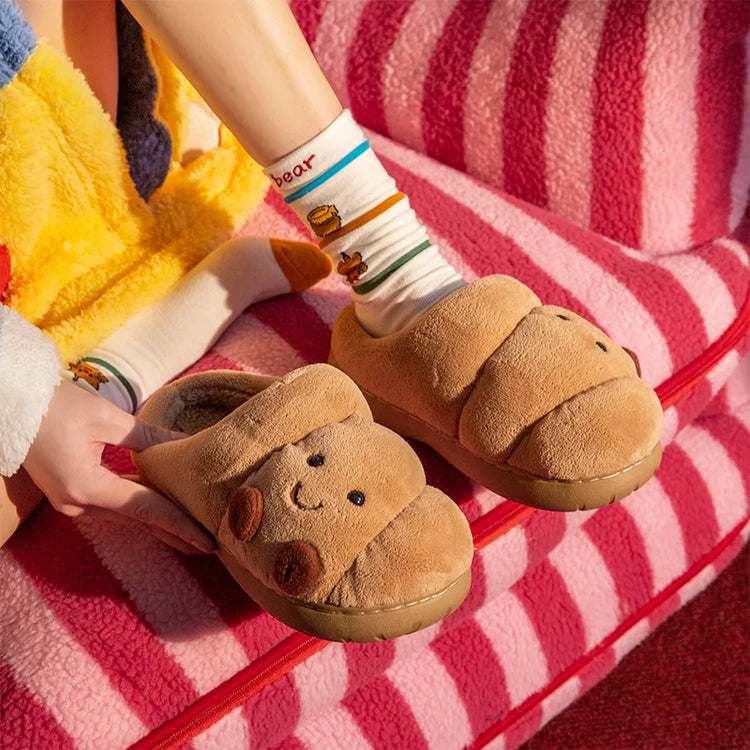 Plush Cotton Slippers Women Winter Indoor Home Shoes Anti-slip Thick Warm Cotton Shoes Cartoon Slippers Soft Comfortable Slipper
