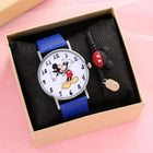 Nuovo set di braccialetti per orologi da donna Disney per bambini Confezione regalo Moda Topolino Orologi da cartone animato per bambini Bracciali da donna con scatola platinumshop