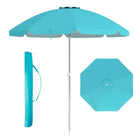 Ombrellone da Spiaggia 198cm con Pulsante di Inclinazione, Ancoraggio per Sabbia, Borsa per il Trasporto, Protezione dal Vento e dal Sole, Blu
