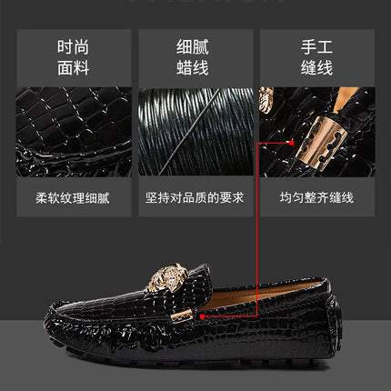 Stazione europea Slip-On Lazy Beanie Shoes Modello coccodrillo da uomo Scarpe da uomo 36 Taglia piccola 48 Nuove scarpe casual in pelle da uomo di grandi dimensioni