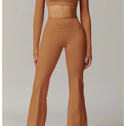 High Waist Wide Leg Pants Leggings Women Tights Fitness Bell-bottoms Yoga Elastic Leggings Push Up Gym Workout Flared Pants PlatiNum