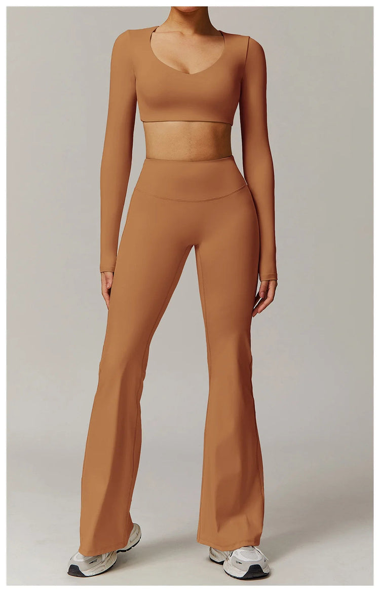 High Waist Wide Leg Pants Leggings Women Tights Fitness Bell-bottoms Yoga Elastic Leggings Push Up Gym Workout Flared Pants PlatiNum