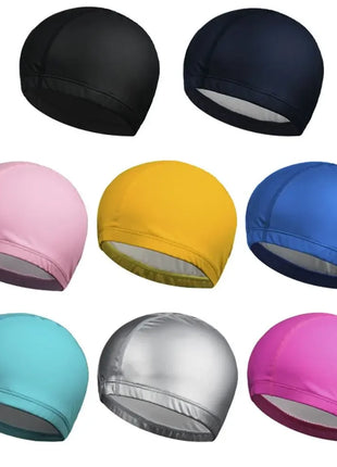 Nuovo Cappello da Nuoto Impermeabile 2025 in Tessuto PU per Adulti/Bambini, Protezione Orecchie, Tinta Unita