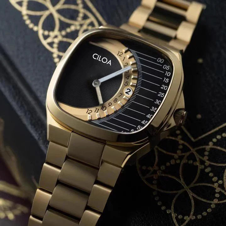 CILOA retro square watch men's light luxury gift 2025 new stainless steel strap gold waterproof men quartz watch brand authentic