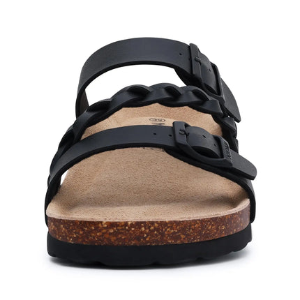 Crestar Sandali con pedana in sughero da donna Sandali scorrevoli slip-on con fibbia alla moda da donna Nuove pantofole comode estive con supporto per l'arco plantare