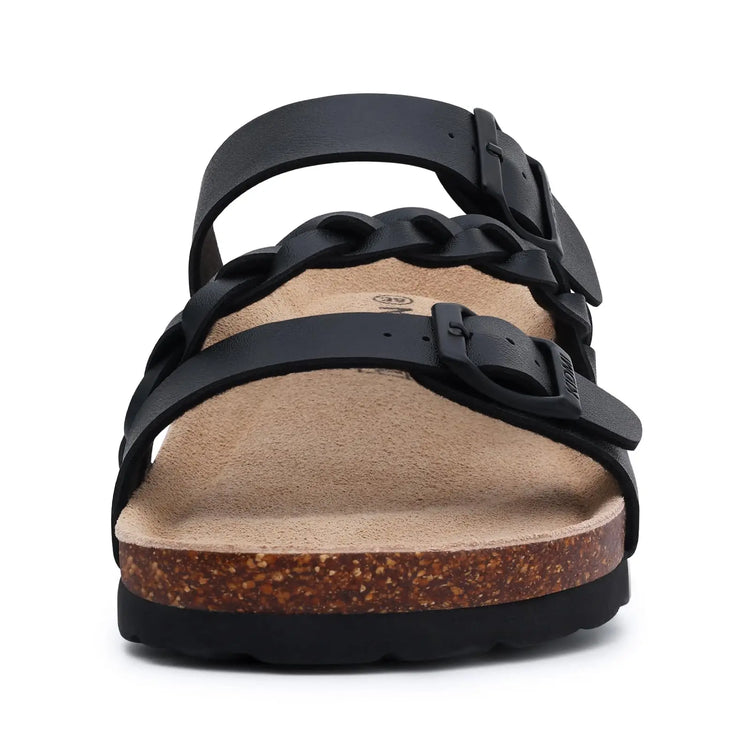 Crestar Sandali con pedana in sughero da donna Sandali scorrevoli slip-on con fibbia alla moda da donna Nuove pantofole comode estive con supporto per l'arco plantare