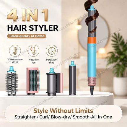 High Quality 6 In 1 Multi Hair Styler & Hair Dryer Auto Curling Air Dryer Wrap Hot/Cold Air Styling Tool Hair Straightener Curling Barrel Brush Salon Styling Gift For Women