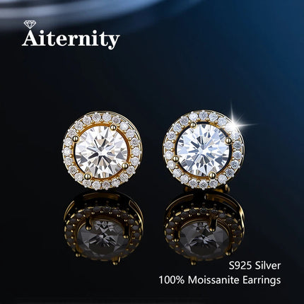 Promotion Moissanite Earrings for Women Pass Diamond Test Pen 100%  With Certificate Ear Studs 925 Sterling Silver Fine Jewelry PlatiNum