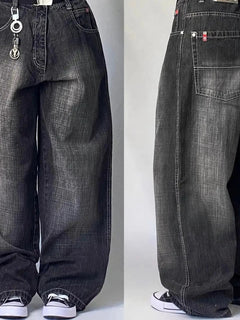Street Vintage Jeans Nueva Y2K Harajuku Lavado Azul Múltiples bolsillos Jeans holgados Pantalones de mezclilla Hombre Mujer Talle alto Pantalones anchos