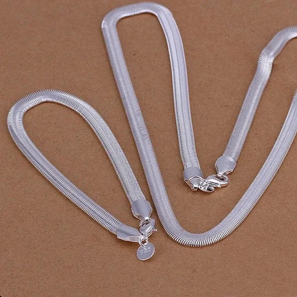 Commercio all'ingrosso 925 sterling silver collana bracciali set di gioielli 6MM piatto morbido catena del serpente moda donna uomo matrimonio fine platinumshop