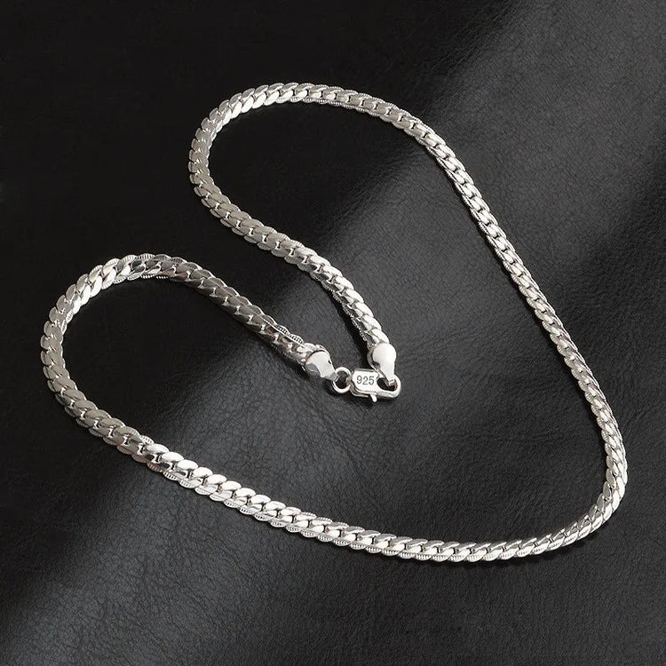 Collana in argento sterling 925 con catena laterale da 5 mm da 16/18/20/22/24 pollici per donna uomo gioielli di fidanzamento di nozze di moda PlatiNum
