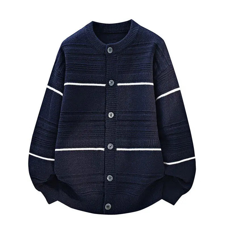 Legible Autumn and Winter Casual Sweater Men Loose Knitted Cardigan Male Round Neck Collar Sweatercoats Man