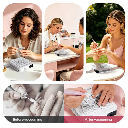Rechargeable Brushless Turbo Nail Dust Extractor 6000PRM 10‑Speed Adjustable Low Noise Mini Manicure Vacuum for Nail Salon Home Use