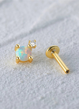 CANNER 1PC 925 Sterling Silver Exquisite Crown Opal Piercing Earring for Women Ear Studs Cartilage Earring Body Jewelry Gift PlatiNum