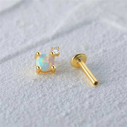 CANNER 1PC 925 Sterling Silver Exquisite Crown Opal Piercing Earring for Women Ear Studs Cartilage Earring Body Jewelry Gift PlatiNum