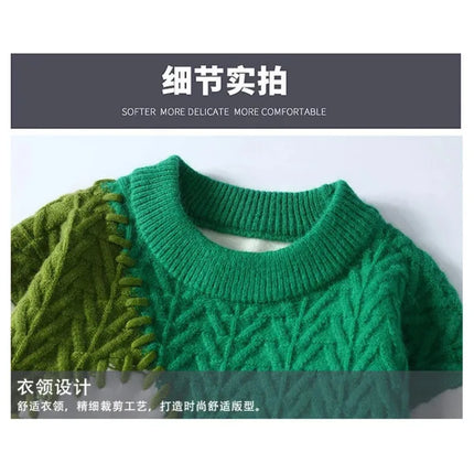New Fashion Men O-Neck Pullovers Winter Knitted Sweaters Splicing Casual Sweaters High Quality Male Loose Pullovers Clothing 4XL
