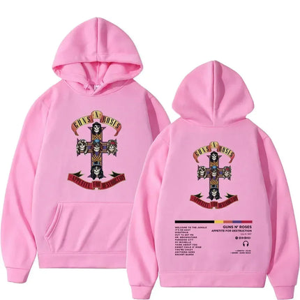 Men's and Women's Guns N Roses Printed Hooded Sweatshirts Guns N Roses Unisex Clothing Printed Rock Hip-hop Gothic Fashion