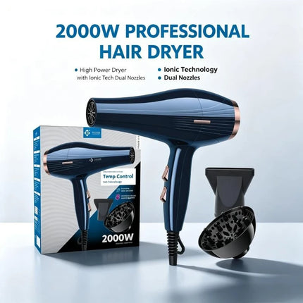 Concentrator Nozzle And Diffuser Hair Dryer 100‑240V For Travel Hotel Convenient On‑site Hair Grooming