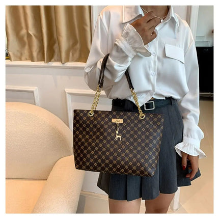 Women Luxury Design Tote Bag  Large Capacity Handbag Fashion Printing Shoulder Bag Trendy New Shopping Bag Purse PlatiNum