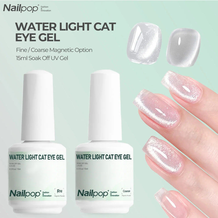 Nailpop Cat Eye Gel Polish 15ml HEMA/TPO Free Magnetic Nail Varnish Coarse Fine Glitter Particles Effect UV/LED Cured DIY 1pc