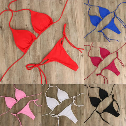 Moda tinta unita Sexy perizoma perizoma Backless Split costume da bagno costume da bagno brasiliano costumi da bagno Bikini Set platinumshop