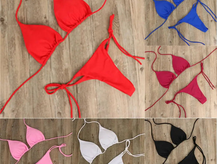 Moda tinta unita Sexy perizoma perizoma Backless Split costume da bagno costume da bagno brasiliano costumi da bagno Bikini Set platinumshop