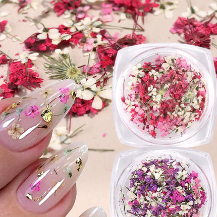 3D Mix Colors Flower Nail Art Sticker Resin - Summer Natural Minced Flowers Decal for Nails Art Accessories&Applique DIY Craft