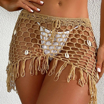Gonna da spiaggia copricostume fatta a mano in uncinetto stile elegante Gonna da spiaggia per donna Gonna scavata per le vacanze Gonna da spiaggia copricostume con con conchiglie platinumshop