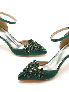 Sandali con tacco alto a punta décolleté da donna scarpe con scollo a barchetta firmate scarpe da sposa da donna scarpe da sera con tacco blu navy