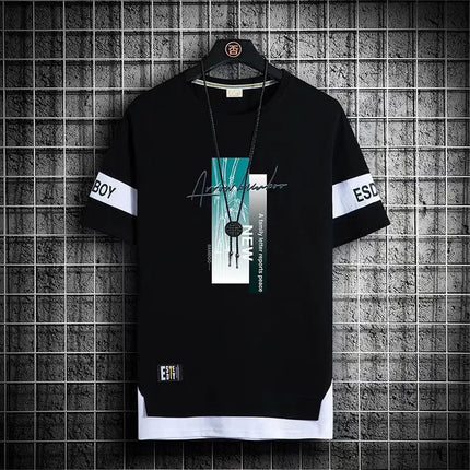 2025 New Men's T-shirt Korean Fashion Summer Short Sleeve Print Men's T-shirt Casual Harajuku Men's Clothing Graphic Men's T-shirt