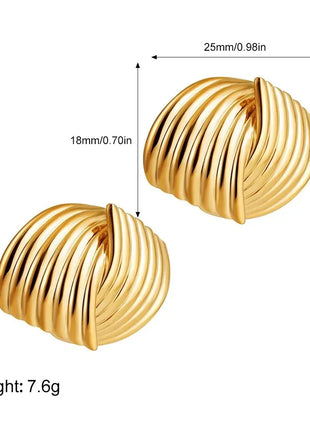 Orecchini a Perno Geometrici a Forma di C Multistrato Placcati in Oro 18K, Antiruggine, in Acciaio Inossidabile per Donne platinumshop