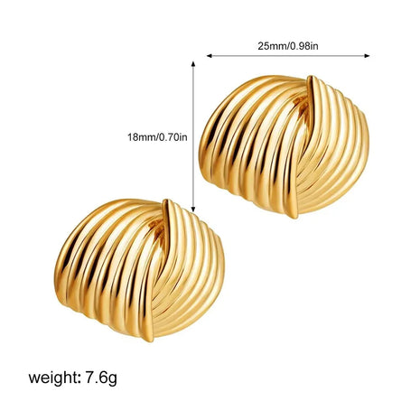 Orecchini a Perno Geometrici a Forma di C Multistrato Placcati in Oro 18K, Antiruggine, in Acciaio Inossidabile per Donne platinumshop